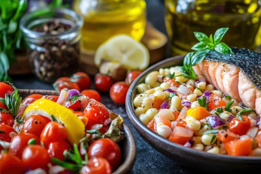 healthy food for balanced flexitarian mediterranean diet